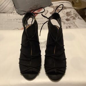 Black Lace-Up Peep Toe Women’s Heels